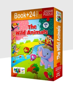 THE WILD ANIMALS BOOK + 24 PCS JIGSAW PUZZLE